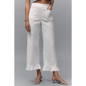 The Colette Magic Fabric Ruffle-Hem Crop Wide-Leg Trousers by Maeve 34